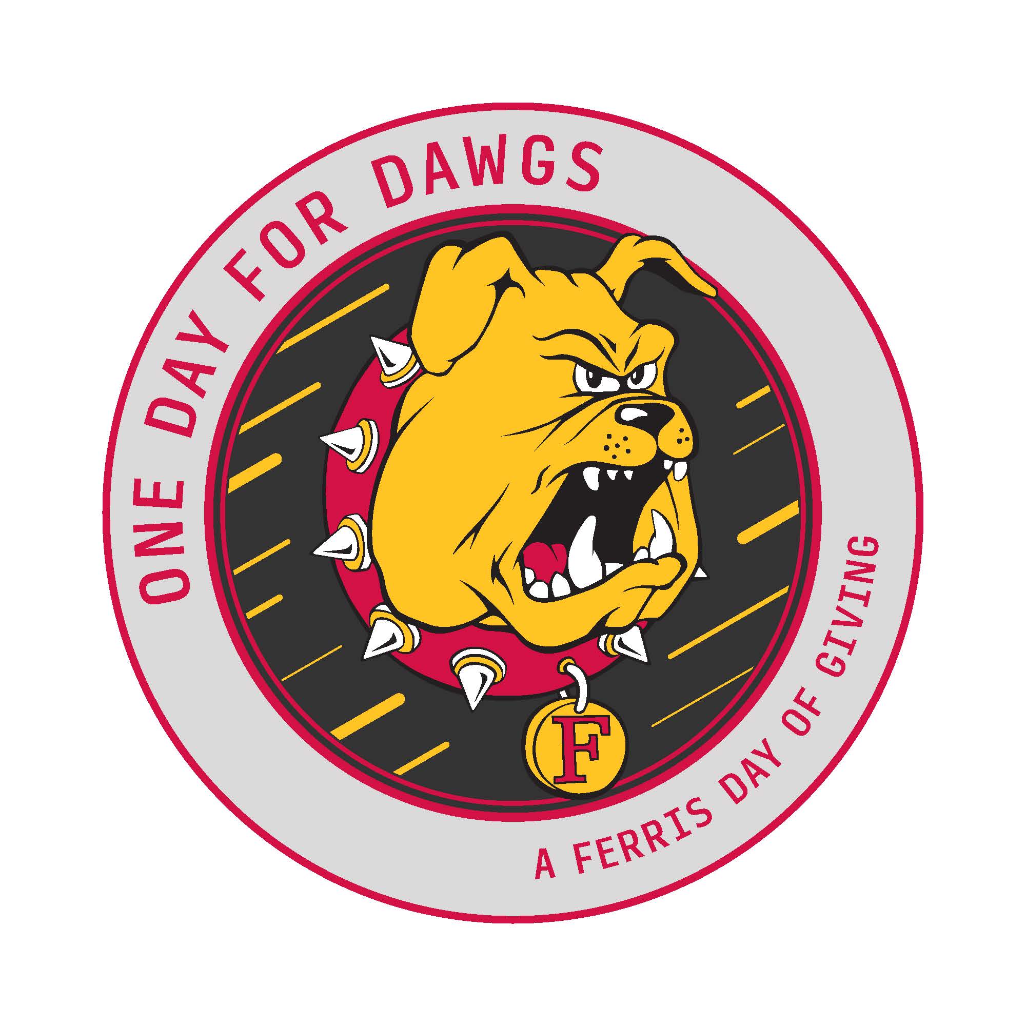 One Day for Dawgs flat color circle logo ODFD-NewLogo-FlatColor-Circle