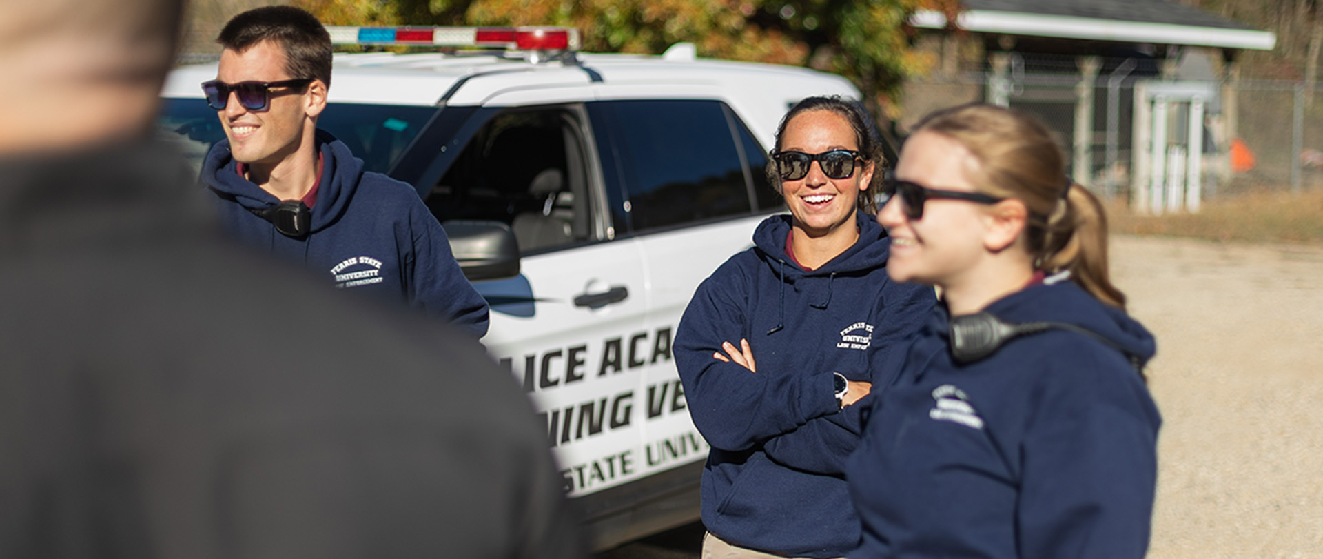 a criminal justice student learning in an outside environment