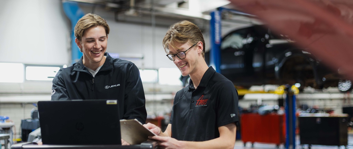 Photo of auto tech students during a lab