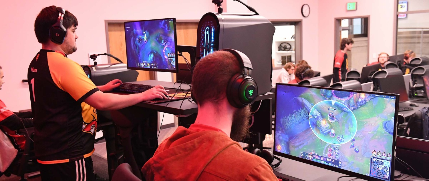 Students competing during an Esports event