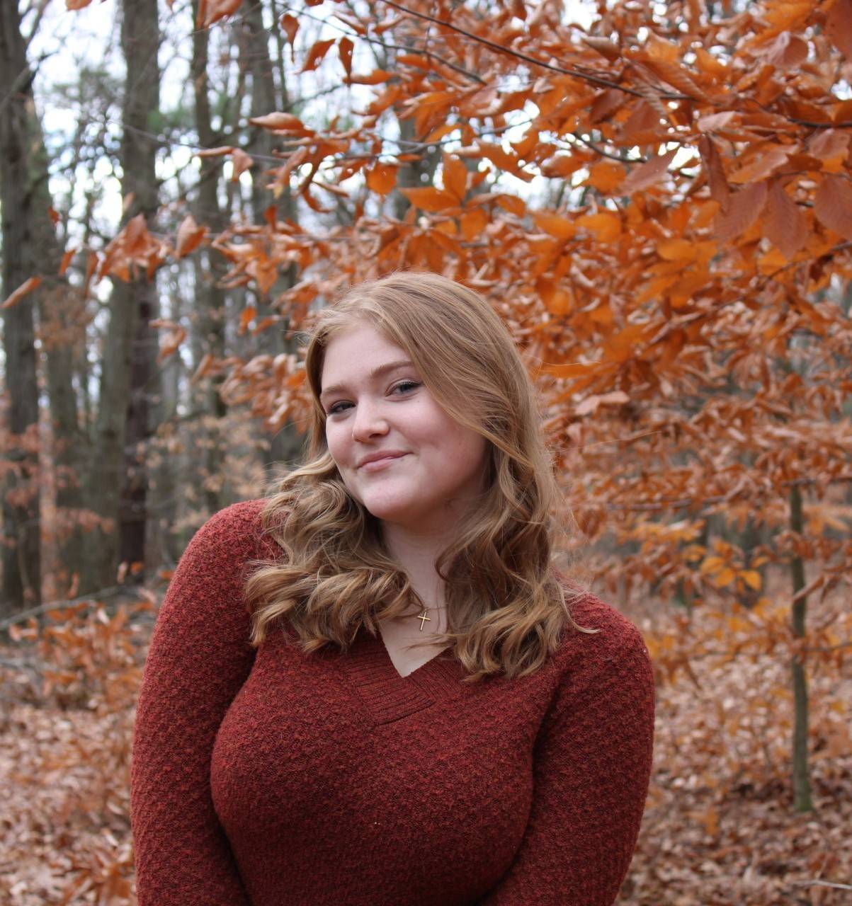 Gwen Darke in Front of Leaves