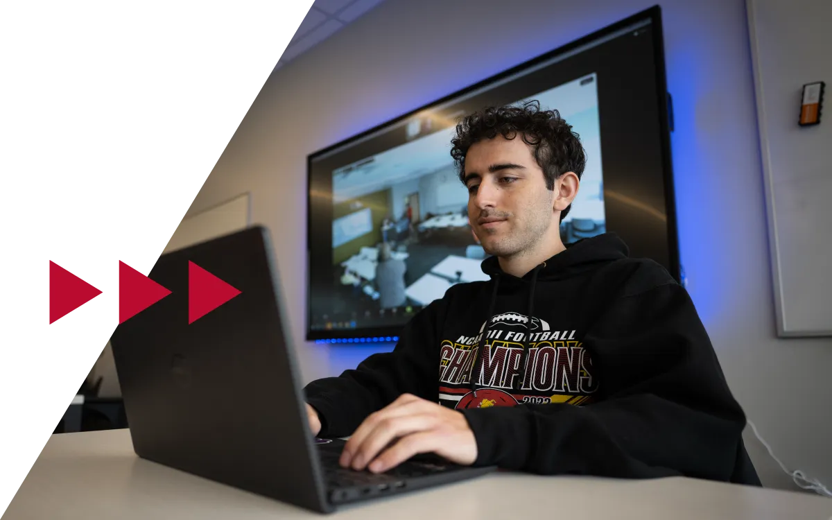 Student working on computers at Ferris State University
