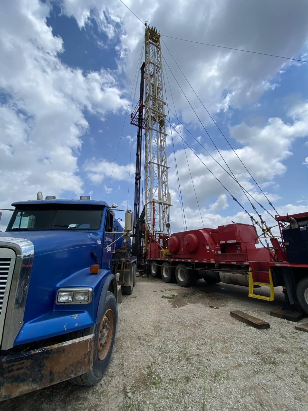 Truck and oil rig